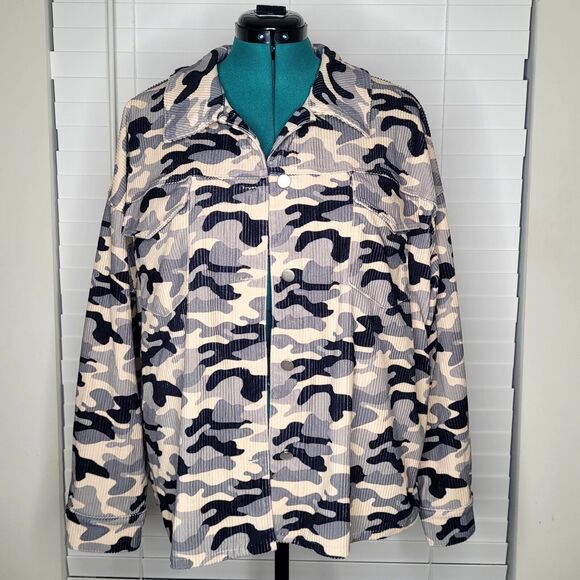 Savanna Jane Corduroy Camo Long Sleeve Jacket Shacket‎ Size 2X - Picture 1 of 6